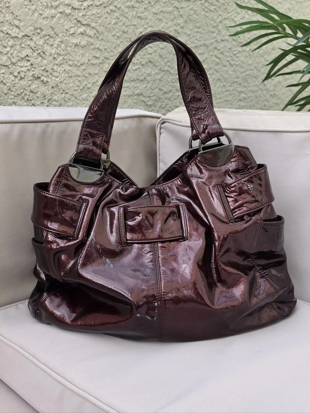 Kooba Patent Leather Elisha Bow Hobo Bag